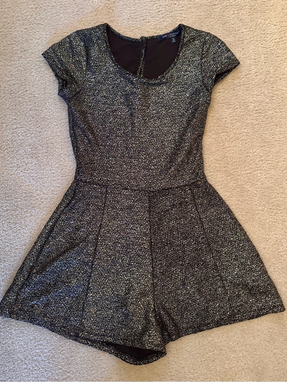 Charming Black Sparkle Short Sleeve Romper